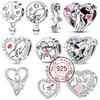 925 Silve Mother-Child Sister Holding Hands Charms Beads Pendant Dangle for Bracelet Woman DIY Jewelry Gifts
