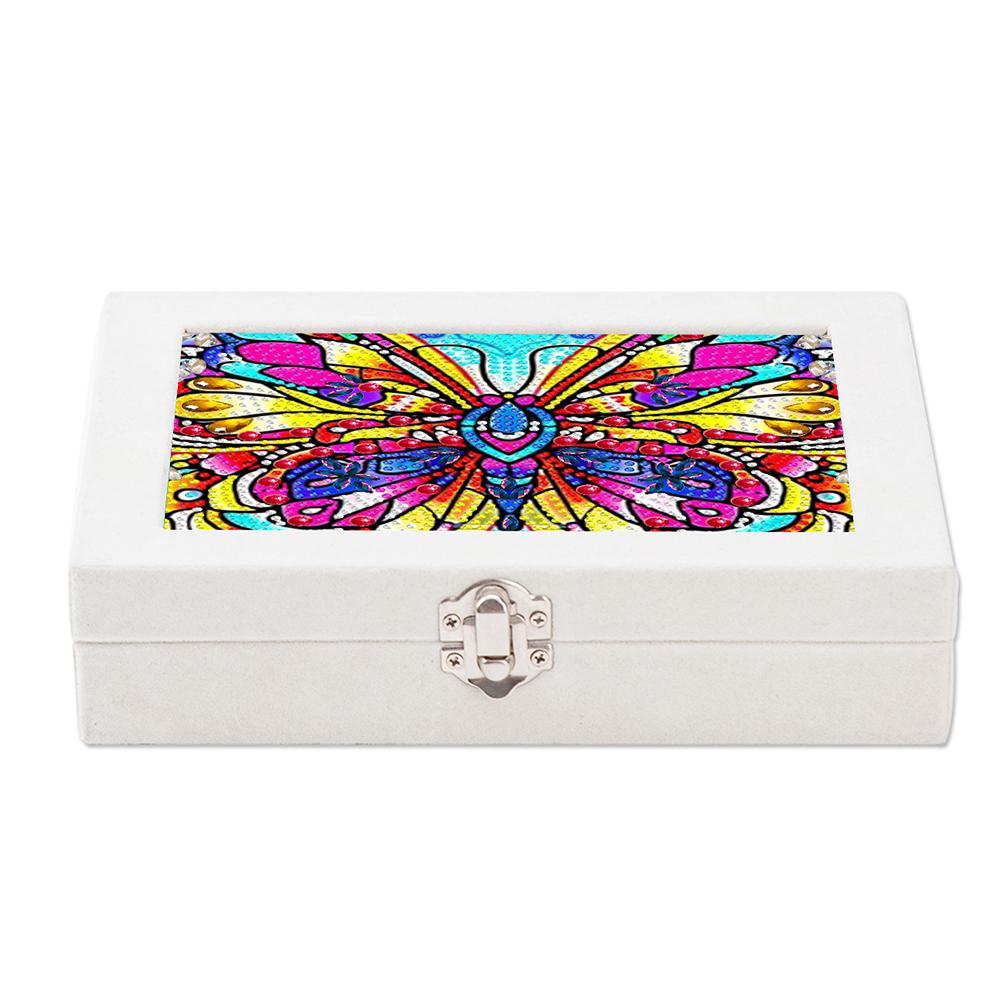 Special Shape Abstract Color Block Diamond Painting Jewelry Storage Box PU Leather Jewelry Case for Necklaces Earrings Rings