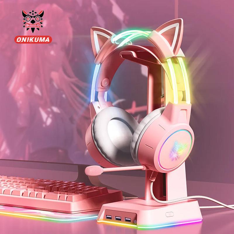 ONIKUMA X15 Pro Wired Headphones with RGB Head Beam Flexible Mic Button Control Gaming Headset Gamer for Compute PC