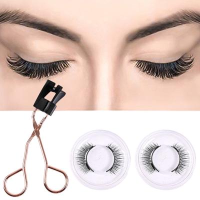 1 Set Magnetic False Eyelashes with Lash Applicator Tool Natural Look Wispy Curly Fluffy Fake Lashes Eyelash Clip Women Makeup Tools Kit