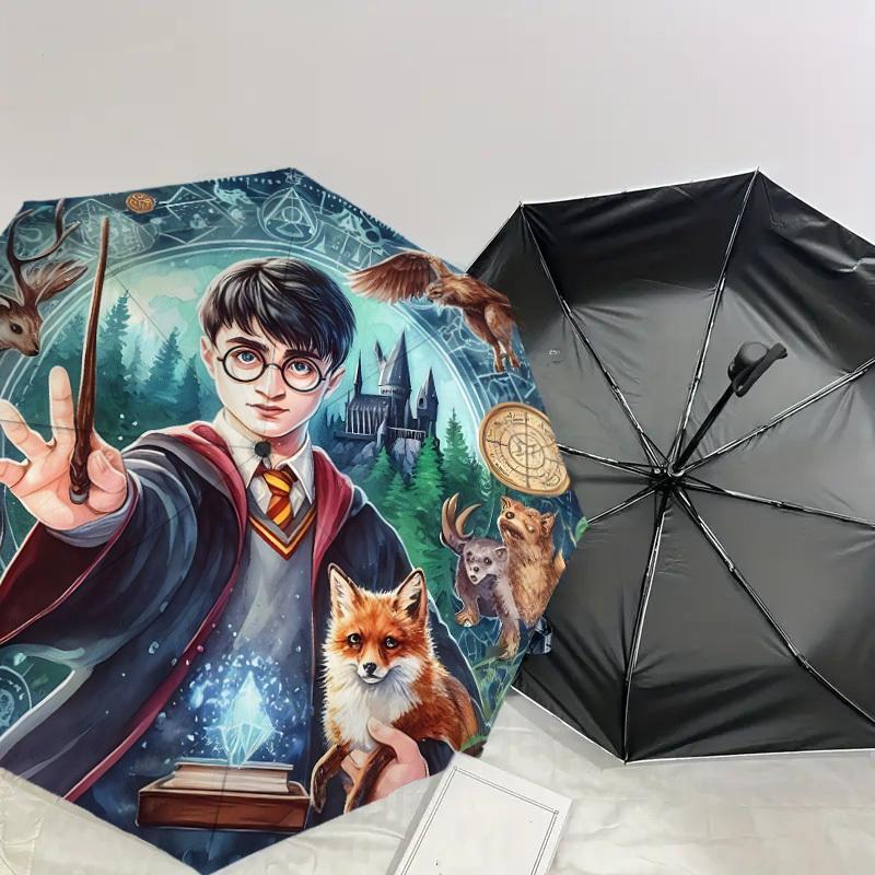 1PC Harry Potter Magic Umbrella-8-Rib Reinforced, Automatic Open, Lightweight & Durable, Cute Fashion Accessory for Outdoor, D2700