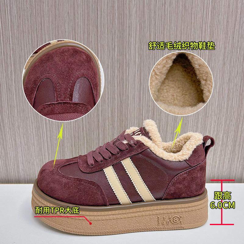 New leather Forrest Gump shoes 2025 winter women's retro German training shoes high-top women's shoes platform-soled versatile little white shoes wom