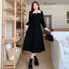 Autumn/Winter 2026 Women's Long-Sleeve Black Dress Set with Korean Style Long Skirt