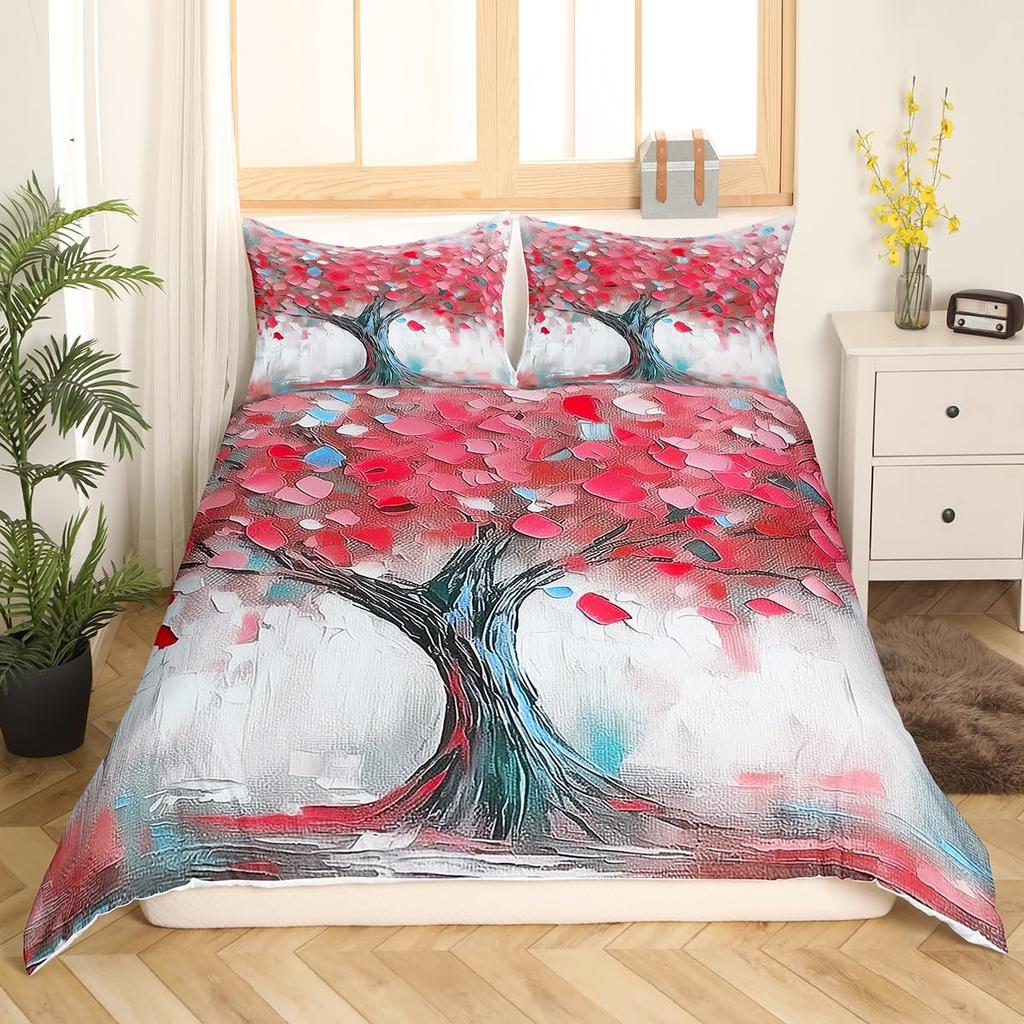 Tree of Life Bedding Set King Size Botanical Bedding Duvet Cover Natural Plant Comforter Cover Colorful Polyester Quilt Cover
