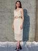 SORRY, TOO MUCH LOVE Lofty Pleats Chiffon Two-Piece Dress_Cream