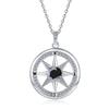 Collana Pendente Bussola Stella a Otto Punte Placcata Oro Bianco con Moissanite Colore D da 1/2 Carato