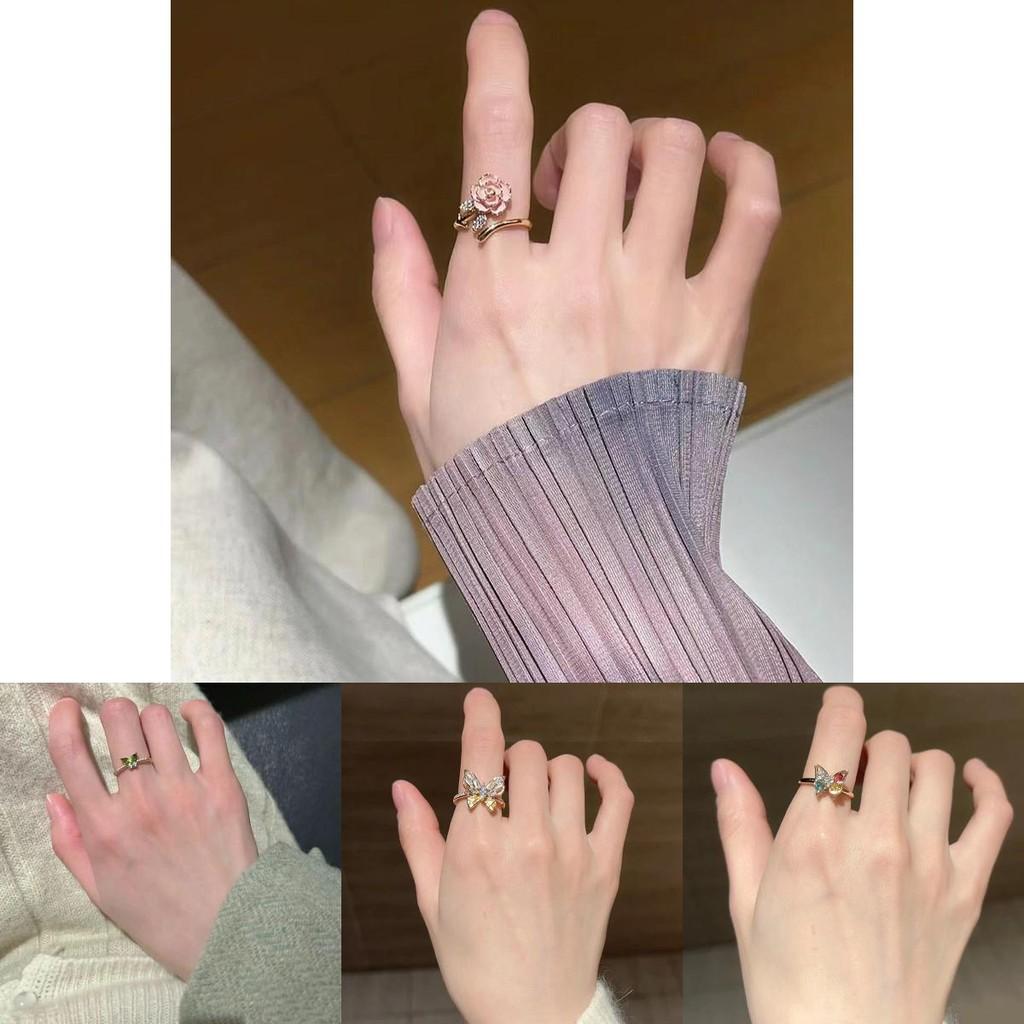 Trendy Colorful Adjustable Butterfly Ring For Women Unique Design Elegant Statement Jewelry