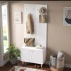 Wardrobe Cabinet, Clothes Shelf, Shoe Cabinet, Hallway Combination Cabinet, PB+MDF Cabinet, Coat Rack Wall with Hooks, Cylindrical Metal Feet