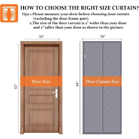 Magnetic Thermal Insulated Door Curtain for Winter Fits Door Size 36" x 82" Temporary Thermal Insulation Door Cover Upgraded Thicker Oxford Cloth