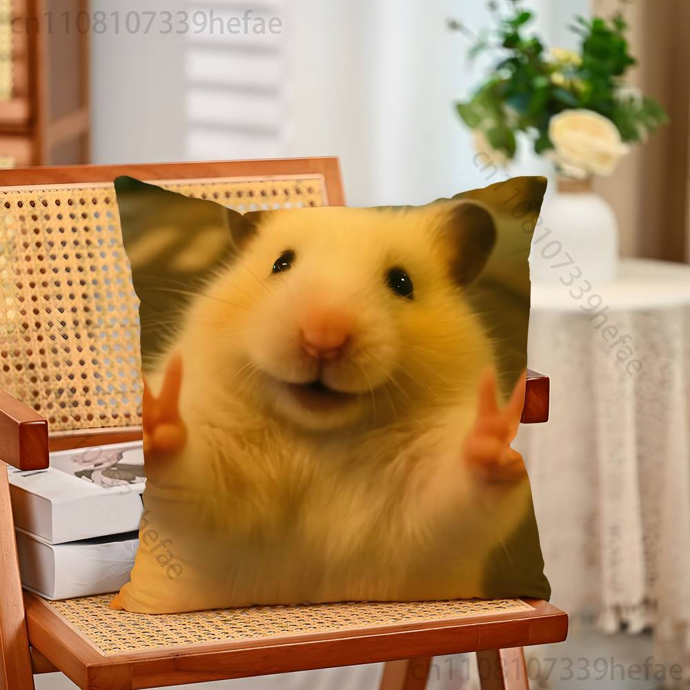 Cute Animal Hamster Throw Pillow Case For Decoration 30cm 50cm 55cm Square Home Pillowcase Case