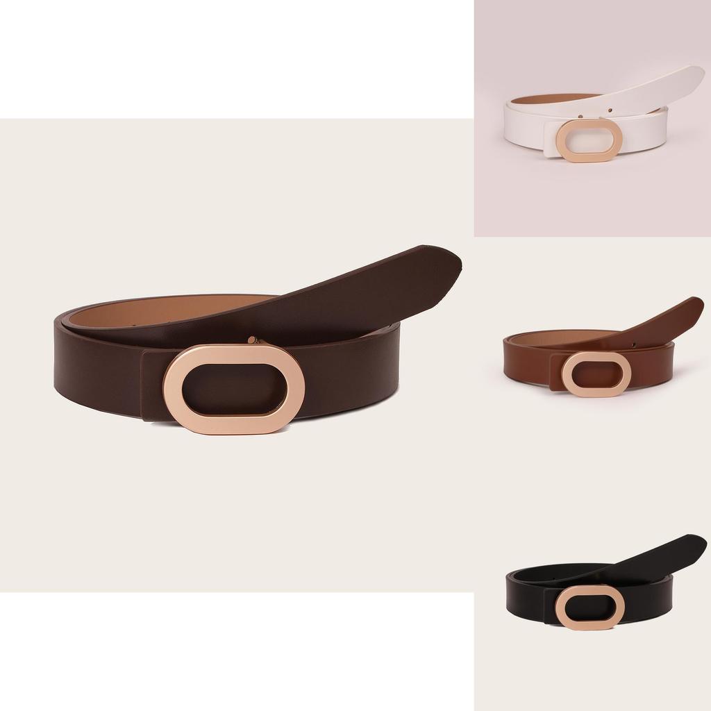 Elegant Geometric Style Faux Leather Belt With Metal Snap Fastening For Office Wear