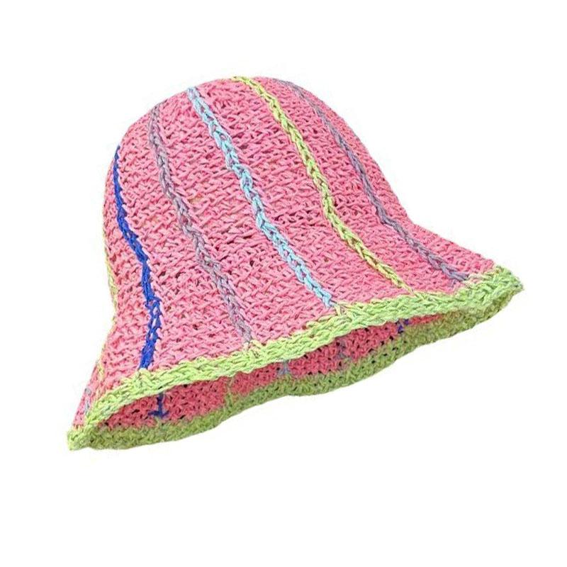 Fisherman's Womens Straw Hats Crochet Hat Bucket Hat UV Protection Sun Visor Beach Hat Women Visors Rainbow Women Summer Hat Cap