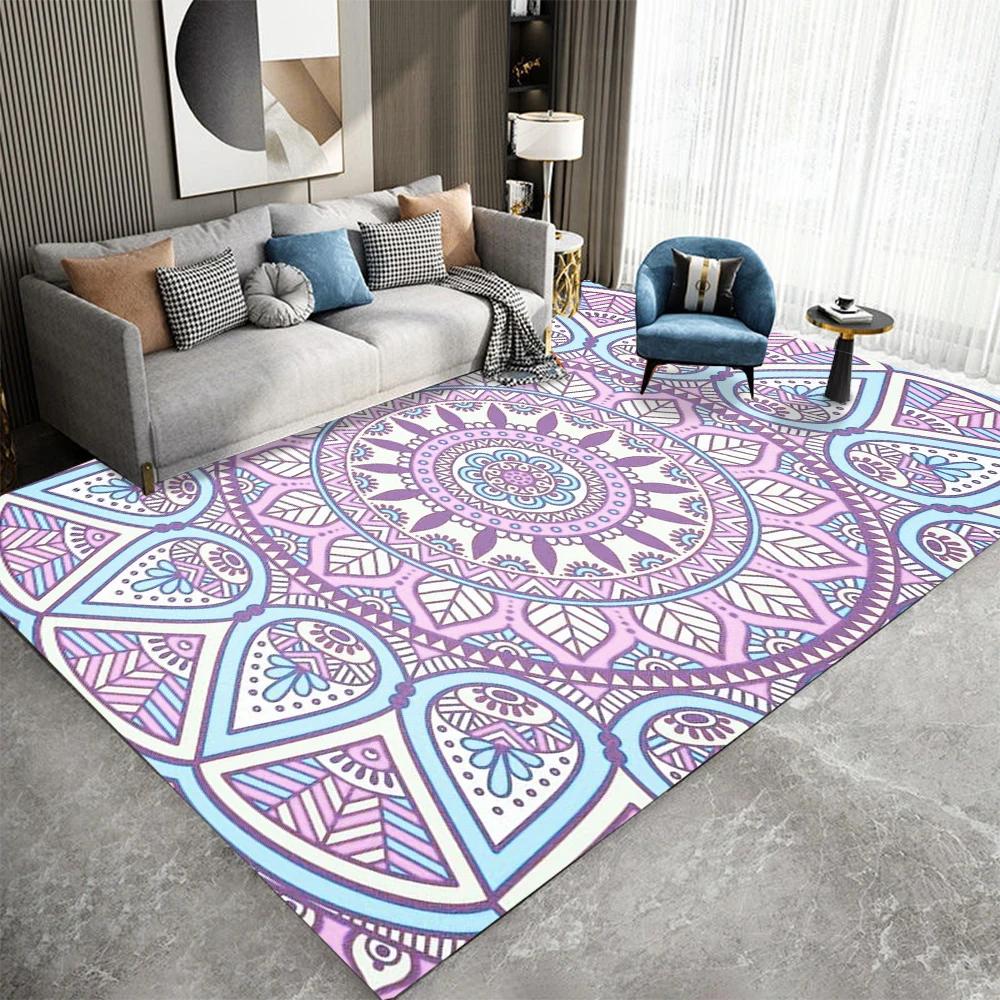 Tappeto Area Soggiorno Mandala Boemo Camera da Letto Divano Tappeto Antiscivolo Tappetini Bagno Ingresso Cucina Zerbino Decorazione Casa