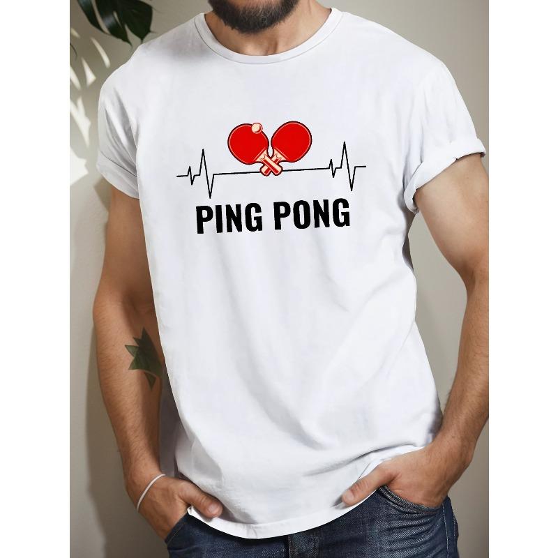 

Мужская футболка с графическим принтом для настольного тенниса, Повседневная футболка с коротким рукавом и круглым вырезом, Мужская одежда для летнего отдыха на улице S белый