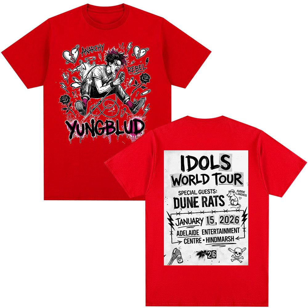 Singer Yungblud IDOLS World Tour 2026 Tshirts Fan Gifts Mens Clothing Fashion Short Sleeves Tshirt Cotton Summer T Shirt Tops