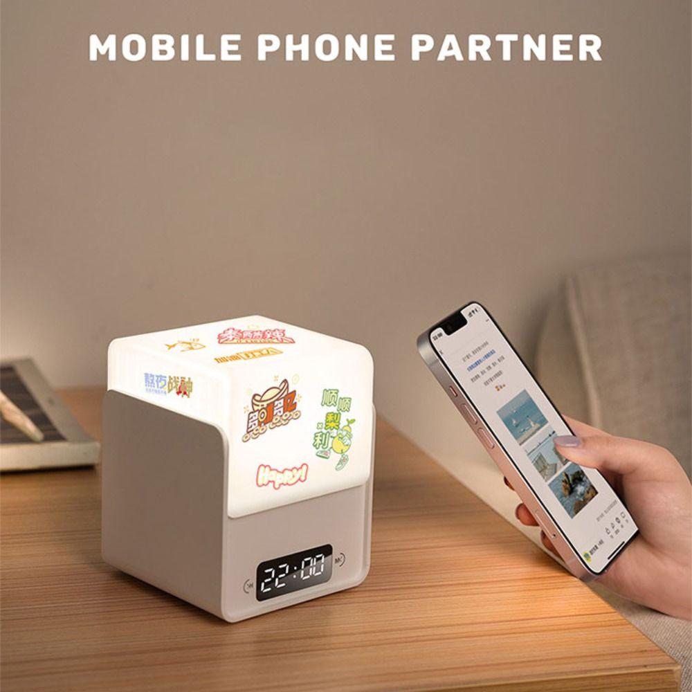 Tri Color Time Cube Night Light LED Sleep Light Multi-function Clock Light Bedside