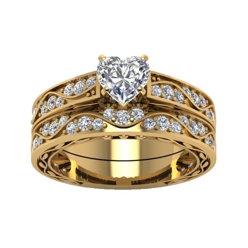Super Creative Heart Zircon Couple Ring Set - Simple Pattern Jewelry