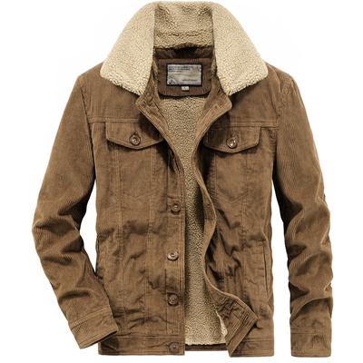 Thickened Lamb Wool Padded Jacket Men's Winter Lapel Collar Jacket Thermal Tooling Padded Jacket Men's