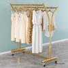 Floor-Standing Double-Row Clothing Rack for Men's, Women's, and Children's Apparel