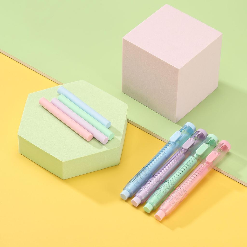 PATIKIL Retractable Cute Pencil with Plastic for and for Purple TPE 8-Pack Erasers, Slide-Type Eraser, Push-Pull Eraser, Soft, Large, Case, Sketching,