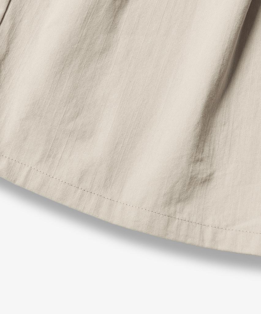 Yujen Double-Pleat Wide Cotton Elastic Waist Pants_Oatmeal