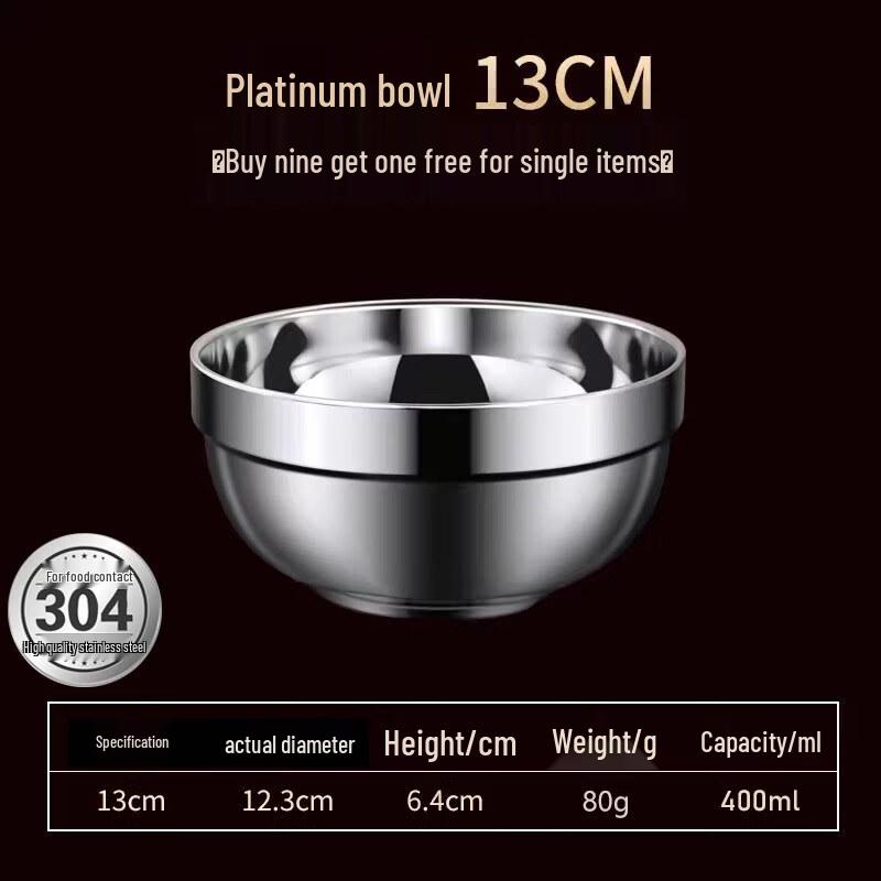 Kids  304 Stainless Steel Double-Layer Insulated Soup Bowl