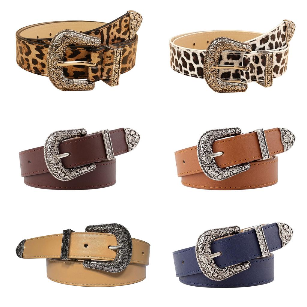 Unique Waist Belt Leopard Print Chain for Cowboy Cowgirl Stylish Hot Buckle Retro Hot Buckle Waist Chain Belt