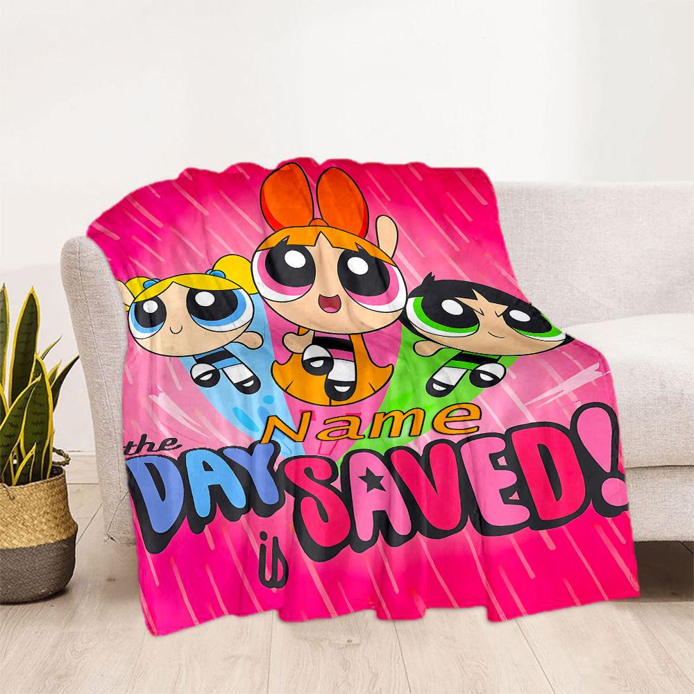Powerpuff Girls Save Day Blanket Soft & Cozy Suitable for Chair Bedding Seaside Four Seasons Universal Modern Gift for Travel Home Birthdays
