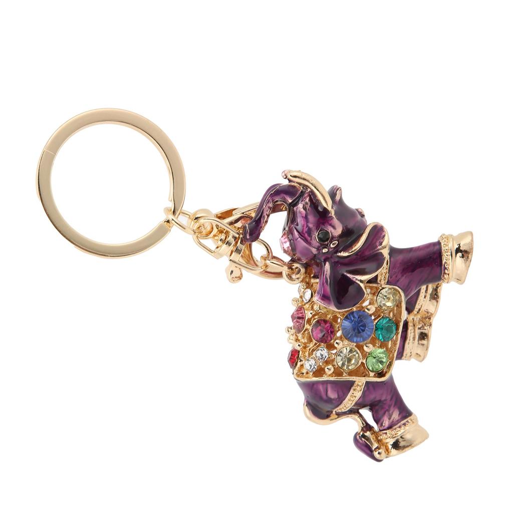 Keychain Exquisite RhinestoneEncrusted Elephant Car Bag Pendant for Girl Birthday Gift(Dark Brown )