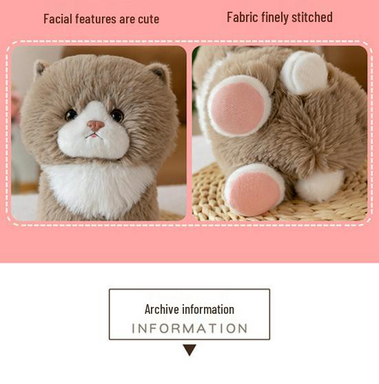 Adorable Short-Eared Cat Plush Toy - Soft Cuddly Doll for Kids and Cat Lovers