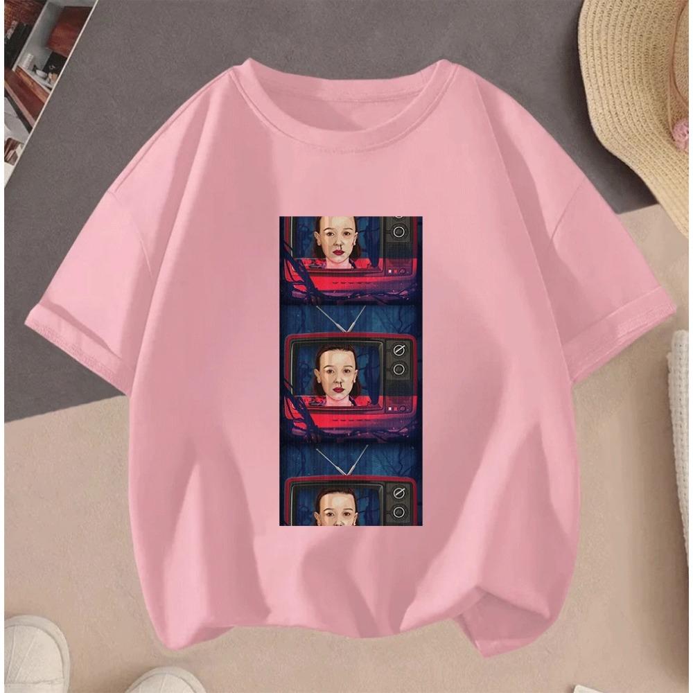 Hot Sale 2D Stranger Things Cartoon Print Casual Summer Short Sleeve T Shirt For Kids Teenagers Girls Boys