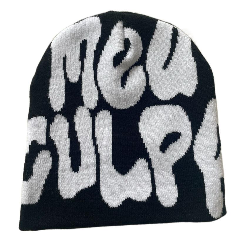 Hot Sell Customized  Adult Fashion Printing Soft Winter Hat Knitted With Letters for Men and Women
