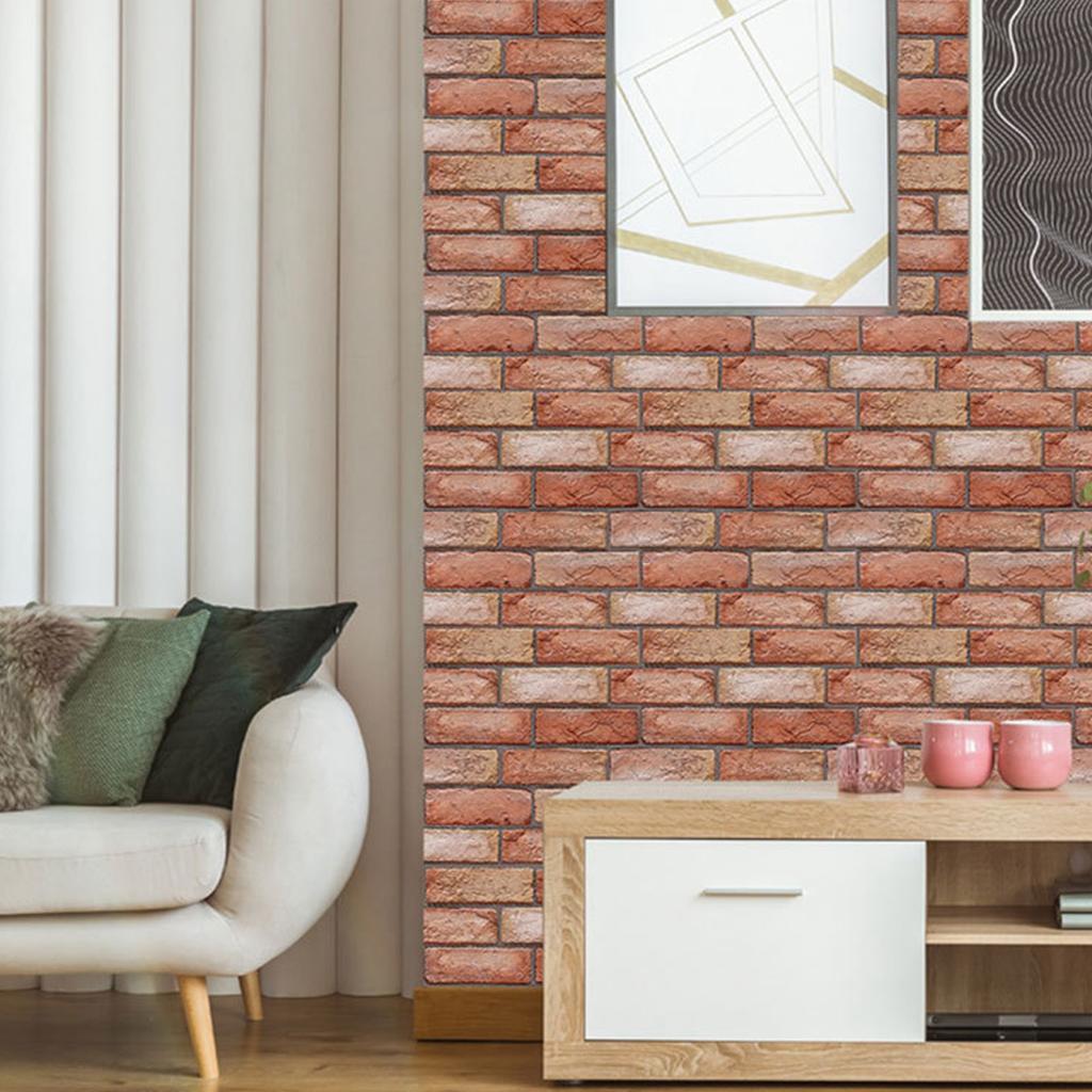 10Pcs 3D Brick Panels PVC Waterproof Easy to Clean Wall Decals Stickers for Home Decoration
