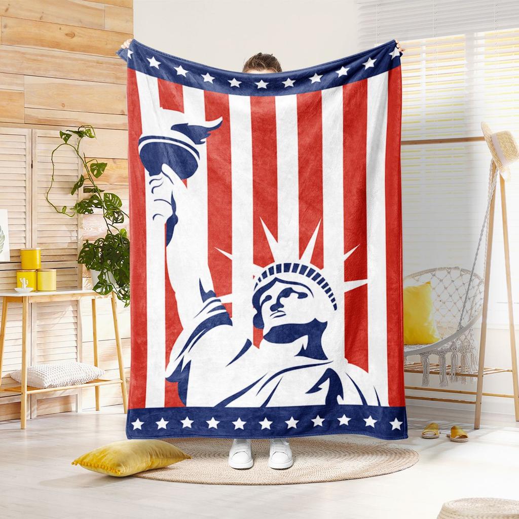 Statue of Liberty Printed Blanket for Sofa Bed Travel Camping Living Room Office Conditioning Blanket for All Seasons Gifts