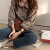 Retro Plaid Women's Coffee Shirt: Versatile Loose Long Sleeve Base Layer for Autumn/Winter