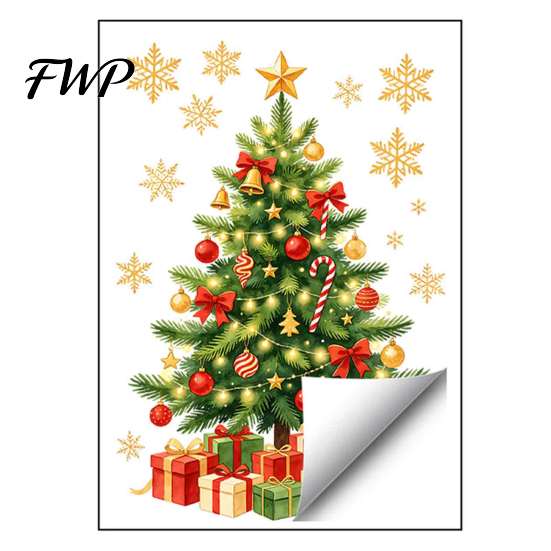 Seasonal Storefront Displays Christmas Window Clings, Cute Santa Claus Snowman Xmas Tree Stickers, Holiday Layouts Winter PVC Static Glass Decal