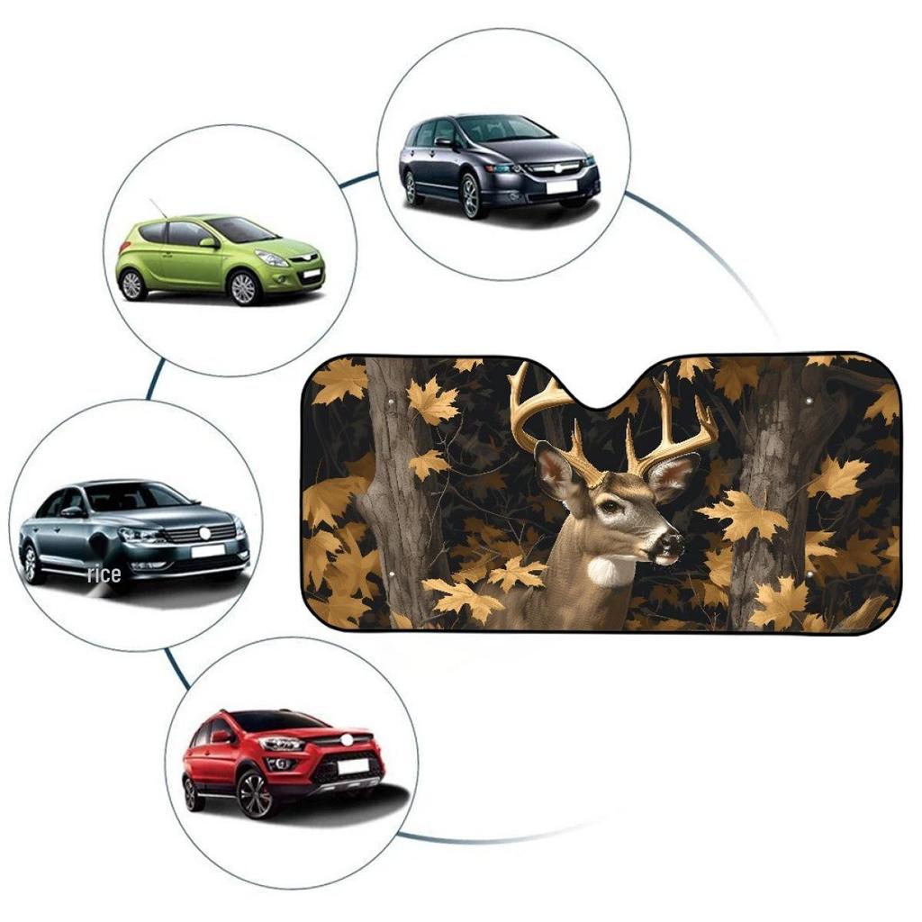 SHEIN Elk Print Aluminum Foil Sunshade - Portable, No-Install Windshield Visor for Men & Women