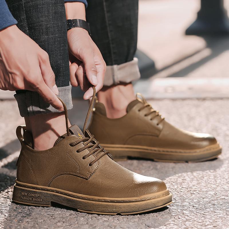 Moda Casual cadarço moda masculina sapatos de couro sapatos de cano alto negócios ao ar livre versáteis homens adultos festa à noite sapatos pretos