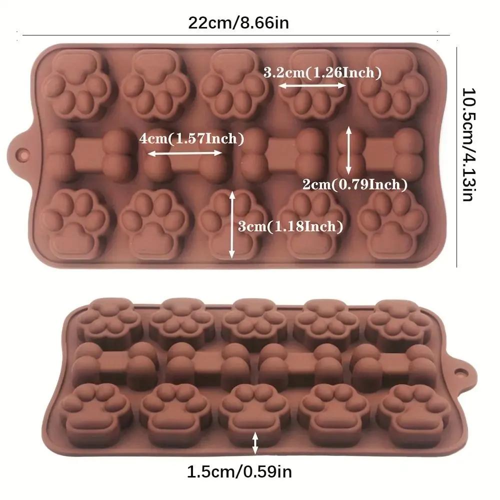 Silicone Chocolate Mold Dog Bone Cat Paw DIY Cake Baking Tool 14 -grid Temperature Resistance -40~ 230°C Pudding Jelly Mold
