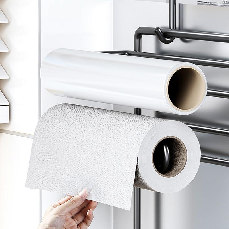 Refrigerator Side Shelf Kitchen Spice Storage Rack Fridge Side Hanging Shelf 3/4 Layer Seasoning Bottle Rack Plastic Wrap Holder