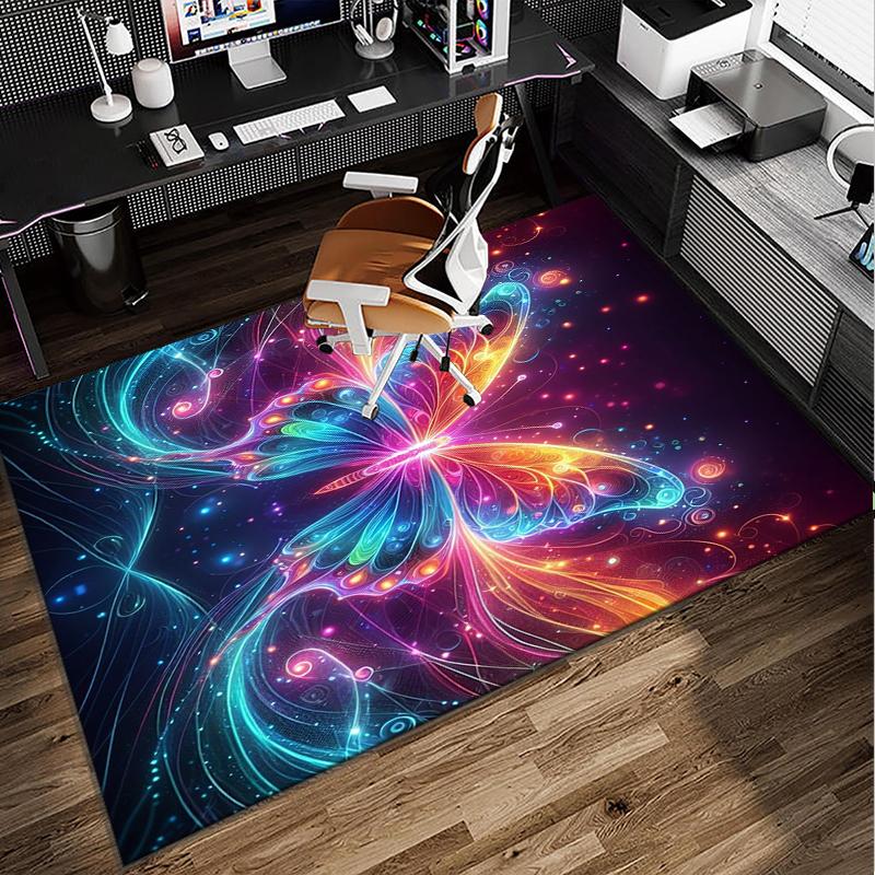 Neon Butterfly Dreamscape Office Rug Chair Mat, Entryway Carpet, Suitable for Front Door, Bedroom, Living Room, Desk, Holiday Gift