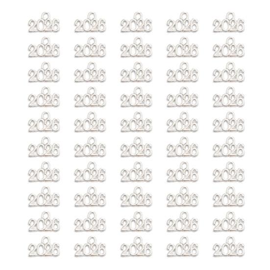 Yousheng 50Pcs 2026 Alloy Charm Vintage Number Decoration Charm Accessories DIY Keychain Jewelry Earring Bracelet Necklace Pendant