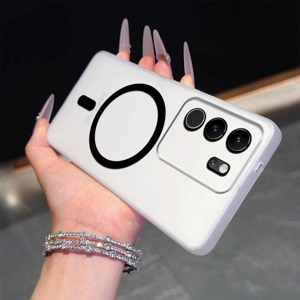 Frosted Semi Clear Magnetic Phone Case for Vivo V29 Pro,V29 5G Soft TPU Shockproof Cover