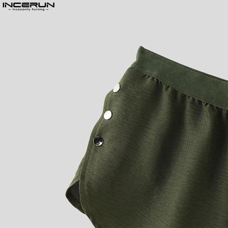 INCERUN Uomo Donna Vita Elastica Spacchi Laterali Bottoni Sport Casual Pantaloncini Hot