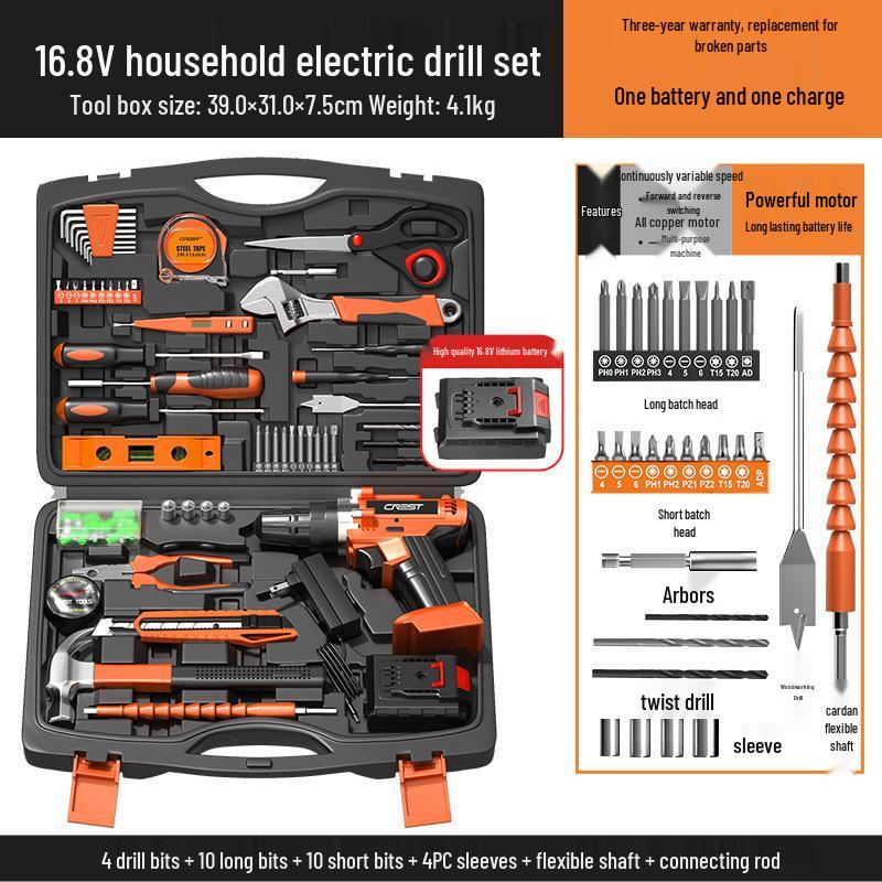 Zestaw narzędzi Rede Home: Rodzinny Zestaw Naprawczy ze Śrubokrętami, Młotkiem, Kluczami i Elementami Złącznymi.
