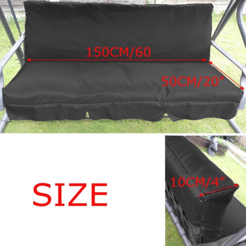 Swing Cover Chair Waterproof Foldable Cushion Patio Garden Yard Outdoor Seat Replacement (Black)