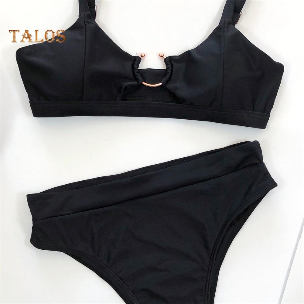 Talos Women Sexy Leopard Snake Print Swimsuit Padded Bra Low Rise Briefs Bikini Set