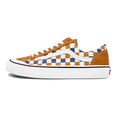 Scarpe da Skate Basse a Scacchi Modello 36 Sneakers Unisex Blu Giallo VN0A3ZCJ25U