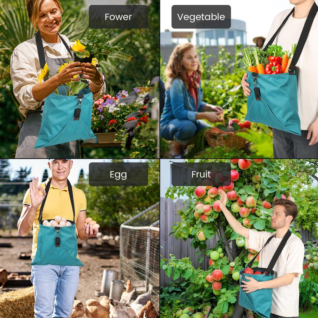 Grande Borsa per la Raccolta della Frutta Impermeabile 600d Contenitore per Frutta Raccolta Grembiule da Giardino Tasca per Frutteto Esterno, Fattoria, Giardino, Verdura