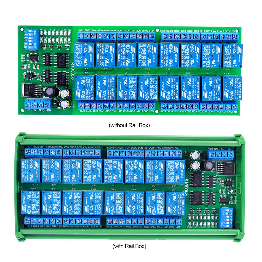 16 Channel DC 12V PLC Controller Serial Port Switch RS485 Relay Module Switch Module for PLC PTZ Camera Motor LED